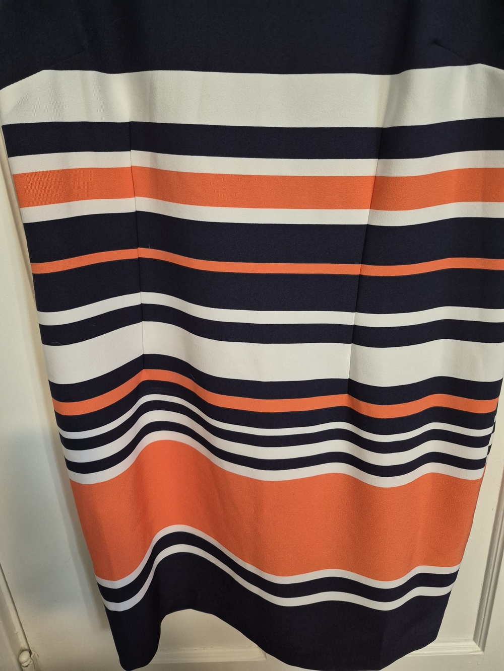 Amanda Lane Sleeveless Striped Mini Dress in Dark Blue, White & Coral/Orange - Picture 4 of 6